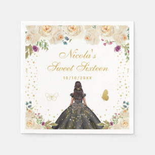 Servilleta De Papel Cream Floral Princesa de Piel Oscura Dulces Diecis