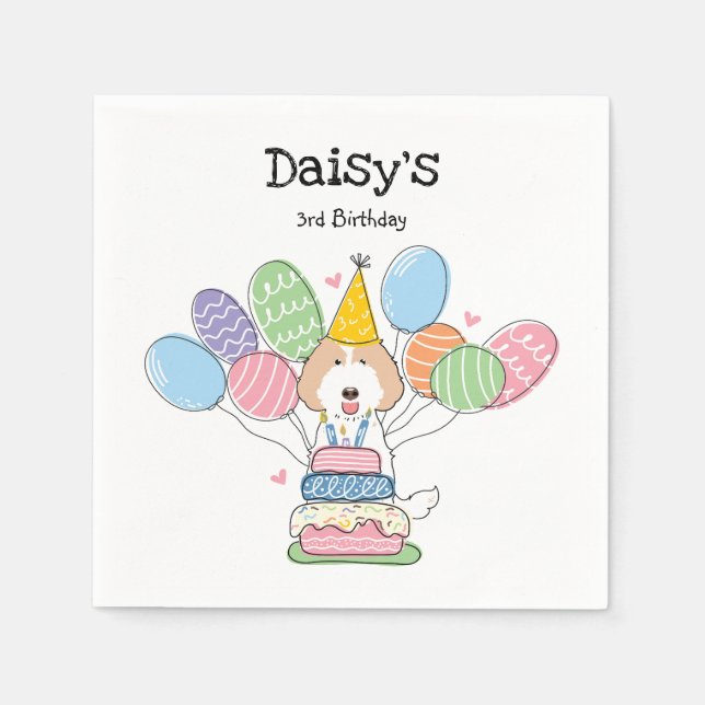 Servilleta De Papel Cream Labradoodle Perro Nacimiento Papel (Anverso)