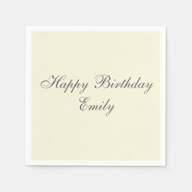 Servilleta De Papel Cream Minimalist Birthday Party Napkins (Anverso)