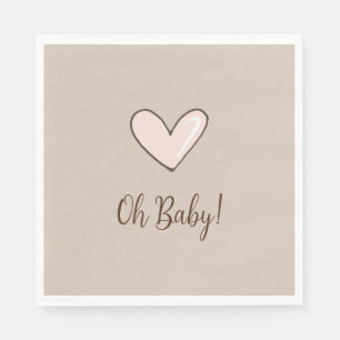 Servilleta De Papel Cream Pink Heart Baby Shower