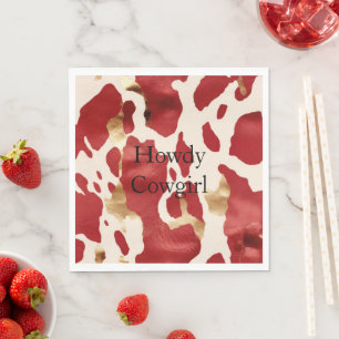 Servilleta De Papel Cream Red Gold Western Piel de vaca