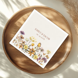 Servilleta De Papel Cream & Terracotta Wildflower Boho Boda Napkins