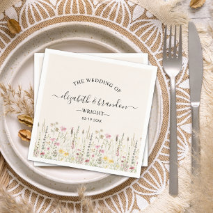 Servilleta De Papel Cream Wildflower Wedding in Boho Style