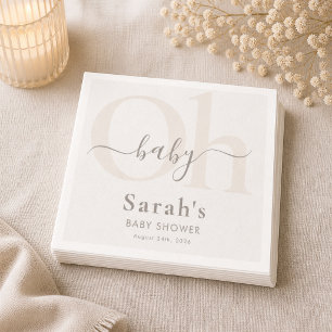 Servilleta De Papel Creamita Neutral Oh Baby Shower Artículos de mesa 