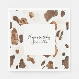 Servilleta De Papel Creamy Brown Chocolate Cow Print Animal Cumpleaños