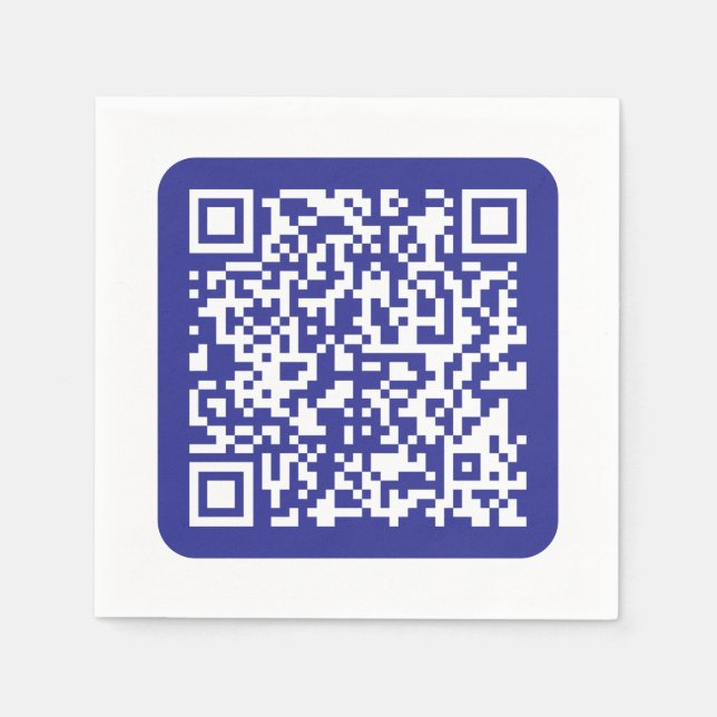 Servilleta De Papel Crear un código QR escaneado | Azul oscuro editabl (Anverso)