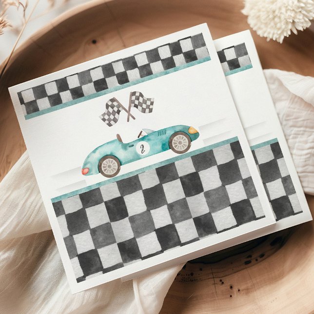 Servilleta De Papel Crecer dos cumpleaños rápidos (Growing Up Two Fast race car theme 2nd birthday party napkins)