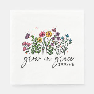 Servilleta De Papel Crecer en Gracia – Inspirador Floral Vibrante