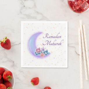 Servilleta De Papel Creciente floral suave Ramadán islámico Mubarak