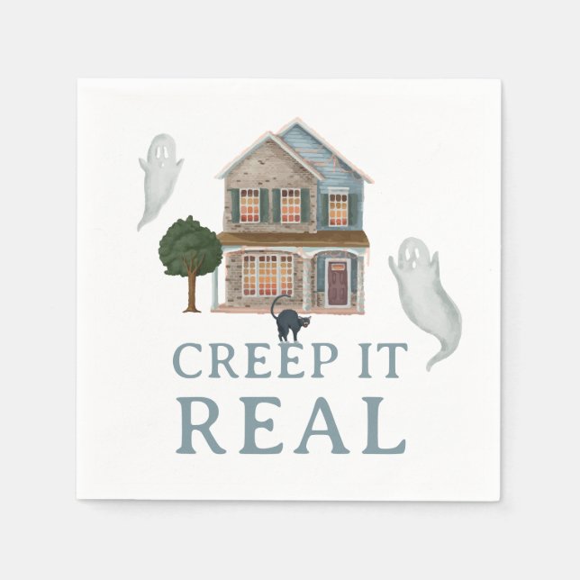 Servilleta De Papel Creep It Real Halloween | Haunted House & Ghosts (Anverso)