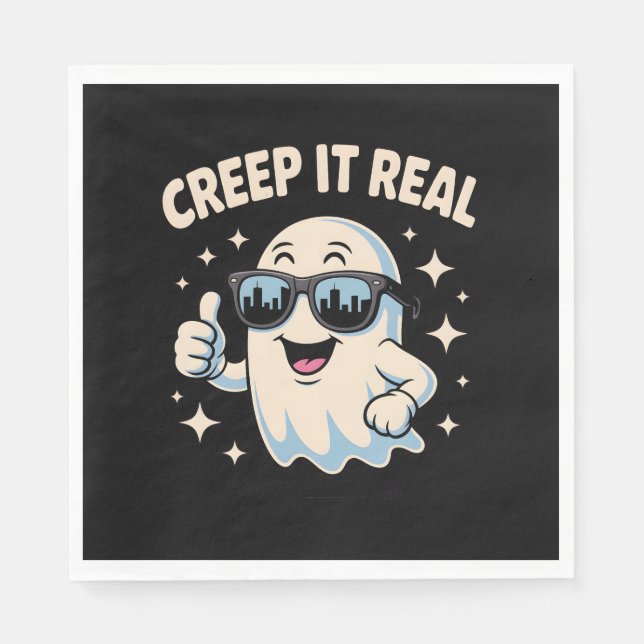 Servilleta De Papel Creep It Real, lindo fantasma de Halloween (Anverso)