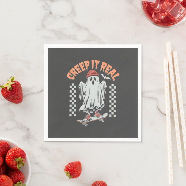 Servilleta De Papel Creep It Real Retro Halloween Fantasma (In situ)