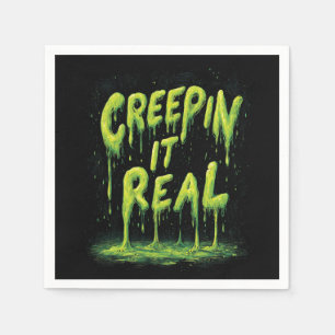 Servilleta De Papel "Creepin it Real", tipografía cómica y delgada