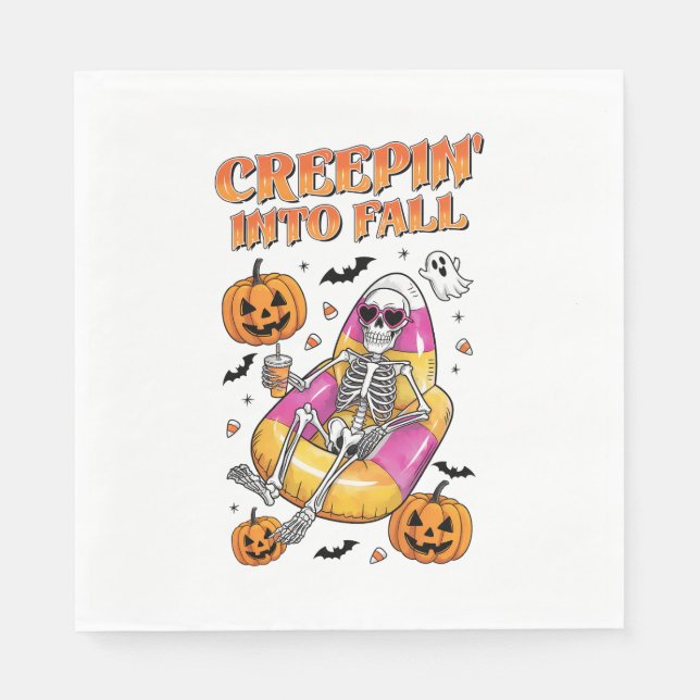 Servilleta De Papel Creepin retro en Halloween otoñal (Anverso)