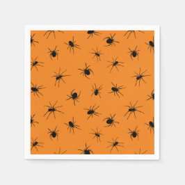 Servilleta De Papel Creepy Spiders Naranja Halloween Party