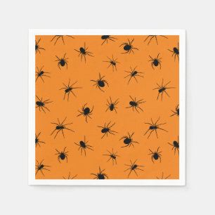 Servilleta De Papel Creepy Spiders Naranja Halloween Party