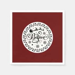 Servilleta De Papel Creer Santa Claus Volando Sleigh