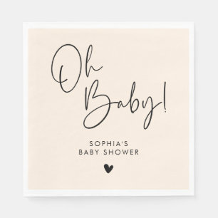 Servilleta De Papel Crema Beige Oh Baby Modern Boho Baby Shower
