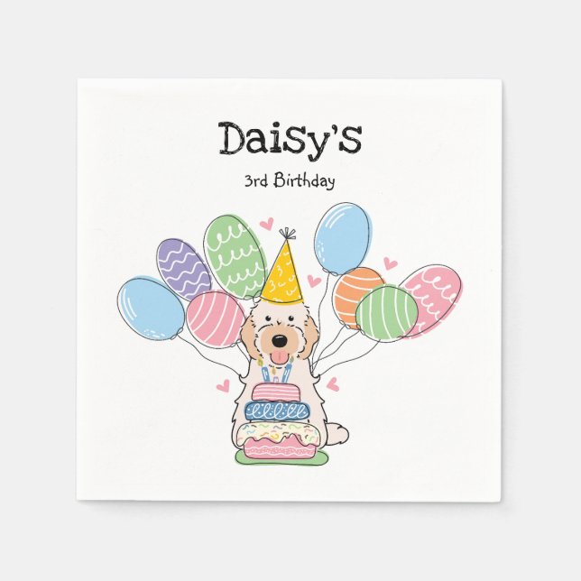 Servilleta De Papel Crema Cockapoo Blanco Cavapoo Papel de cumpleaños (Anverso)