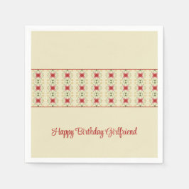 Servilleta De Papel Crema con patrón rosa y verde