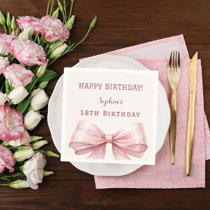 Servilleta De Papel Crema de arco rosado de cumpleaños