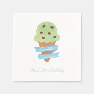 Servilleta De Papel Crema de hielo verde cone niños Napkins Fiesta de