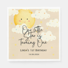 Servilleta De Papel Crema de luna y estrellas primer cumpleaños