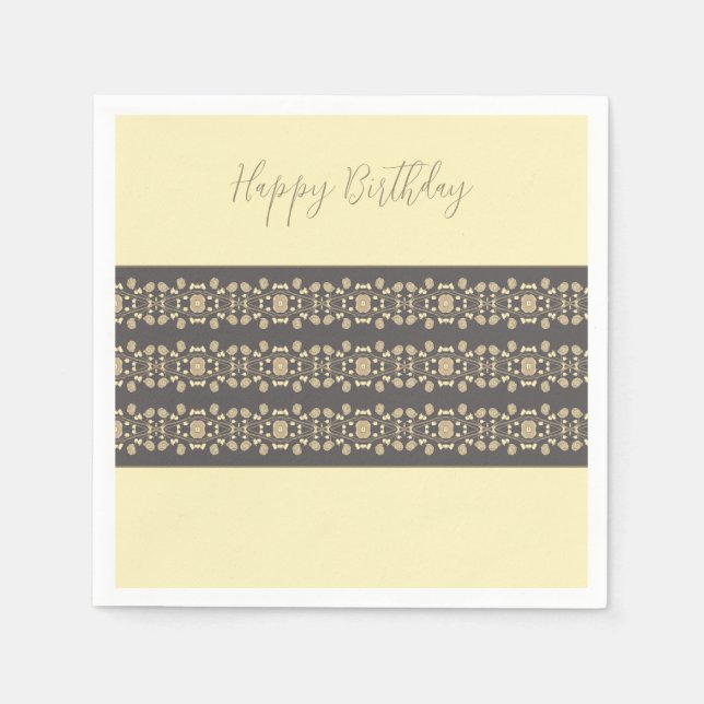 Servilleta De Papel Crema Elegante Y Taupe (Anverso)