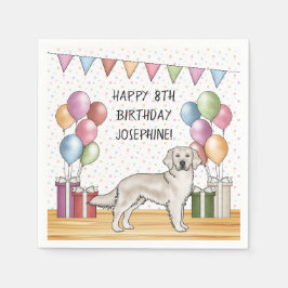 Servilleta De Papel Crema inglesa Golden Retriever Colorful Birthday