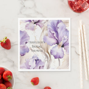 Servilleta De Papel Crema Púrpura Iris Floral Brillante Ducha