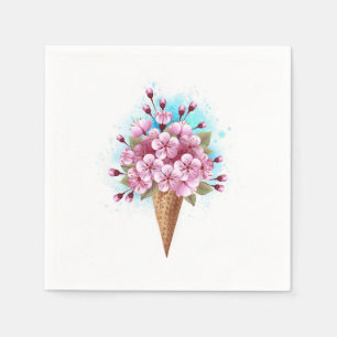 Servilleta De Papel Crema rosa de hielo Sakura Waffle Cone