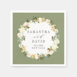 Servilleta De Papel Crema y Boda de sabios floral personalizada