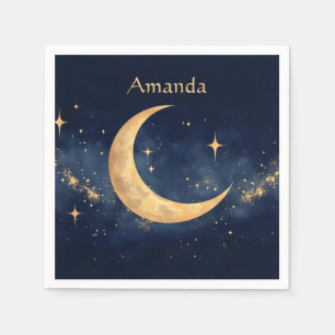 Servilleta De Papel Crescent Moon and Stars Night Sky personalizado
