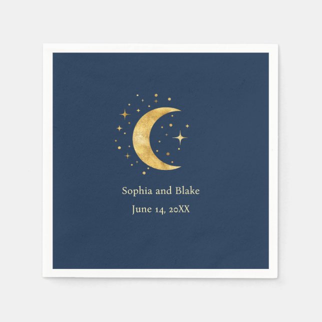 Servilleta De Papel Crescent Moon Starry Night Boda (Anverso)