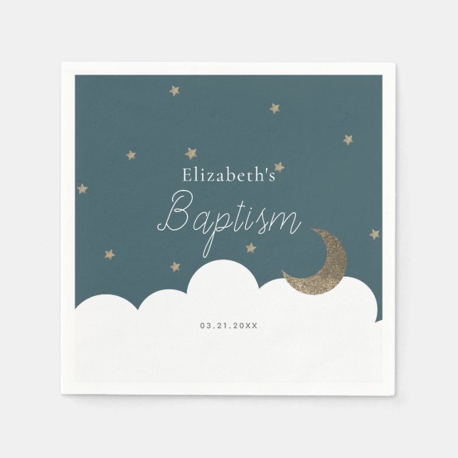 Servilleta De Papel Crescent Moon & Stars Naval Baptism Napkins (Anverso)