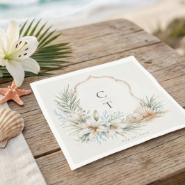 Servilleta De Papel Crest de Boda Tropical Boho Playa