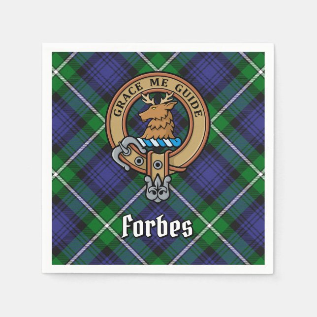 Servilleta De Papel Crest de Clan Forbes sobre tartán (Anverso)