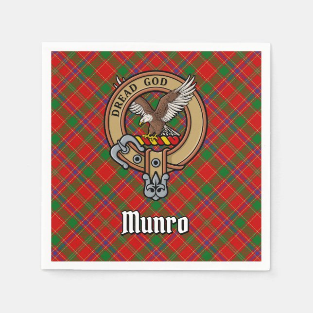 Servilleta De Papel Crest de Clan Munro sobre Tartán (Anverso)