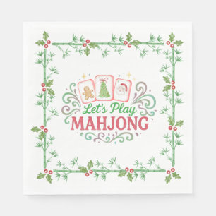 Servilleta De Papel Crest de Mahjong de Navidad   Monograma