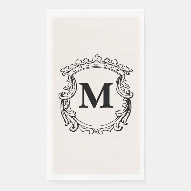 Servilleta De Papel Crest de monograma personalizado beige (Anverso)