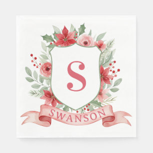Servilleta De Papel Crest de Navidad Grandmillennial Monograma de Na