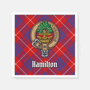 Servilleta De Papel Crest del Clan Hamilton sobre Tartán Rojo