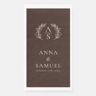 Servilleta De Papel Crest Monograma Chocolate Marrón y Blanco Boda