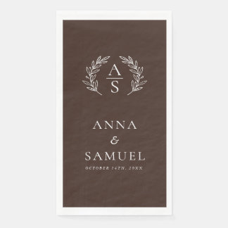 Servilleta De Papel Crest Monograma Chocolate Marrón y Blanco Boda