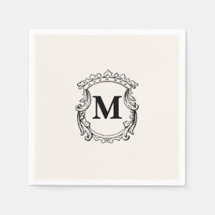Servilleta De Papel Crestá de monograma personalizada beige