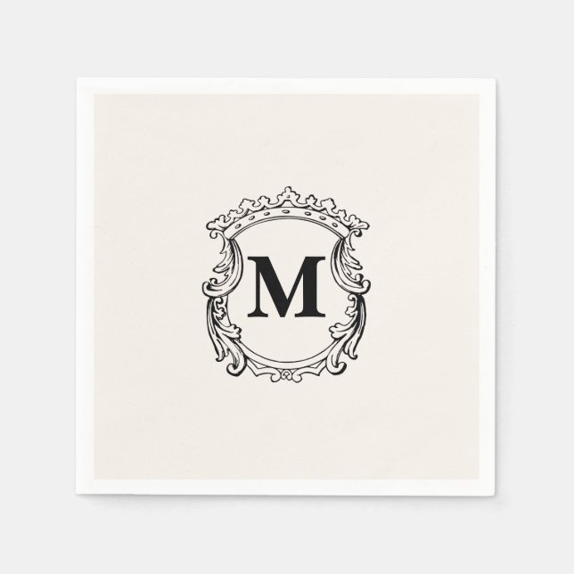 Servilleta De Papel Crestá de monograma personalizada beige (Anverso)