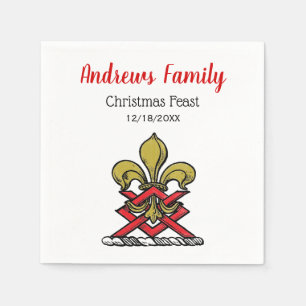 Servilleta De Papel Crestón heráldico de oro rojo de Navidad Emblema F