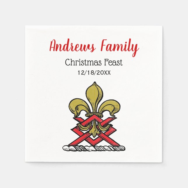 Servilleta De Papel Crestón heráldico de oro rojo de Navidad Emblema F (Anverso)