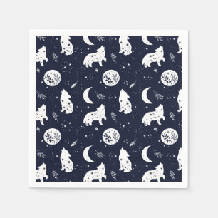 Servilleta De Papel Cría de lobo aullando a la luna