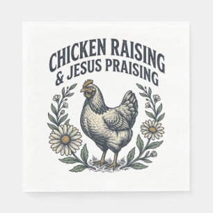 Servilleta De Papel Crianza de pollos y alabanza a Jesús vintage